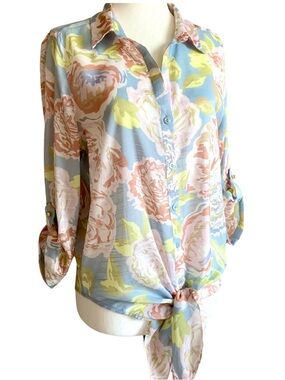 Harve Benard floral front-tie blouse